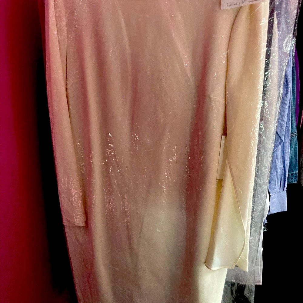 halston heritage cape sleeve sheath dress white - Picture 1 of 4